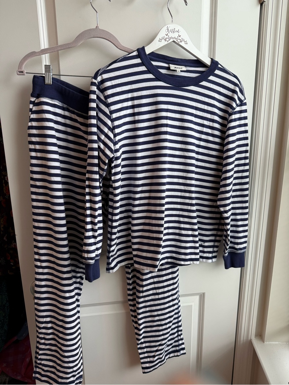 Sleepy Jones Navy stripe 2 Piece Pajama Set Loungewear Casual Cotton Preppy XL